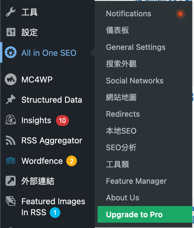 All In one SEO 面板