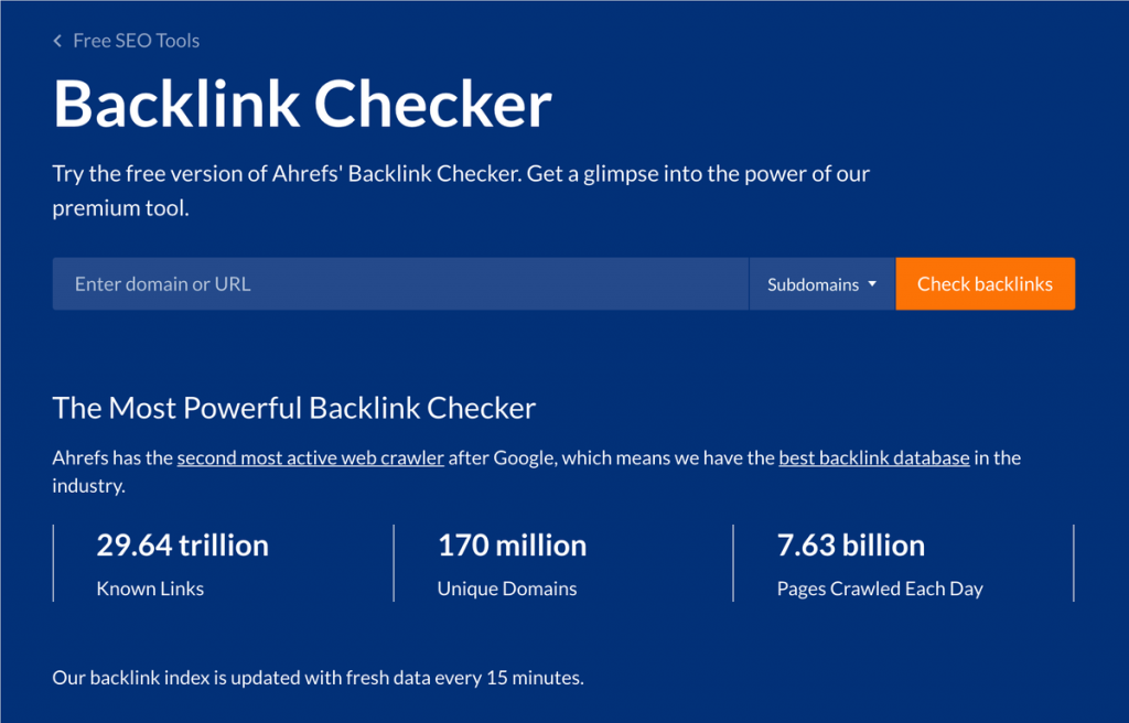 Ahrefs Backlink Checker 反向連結查詢