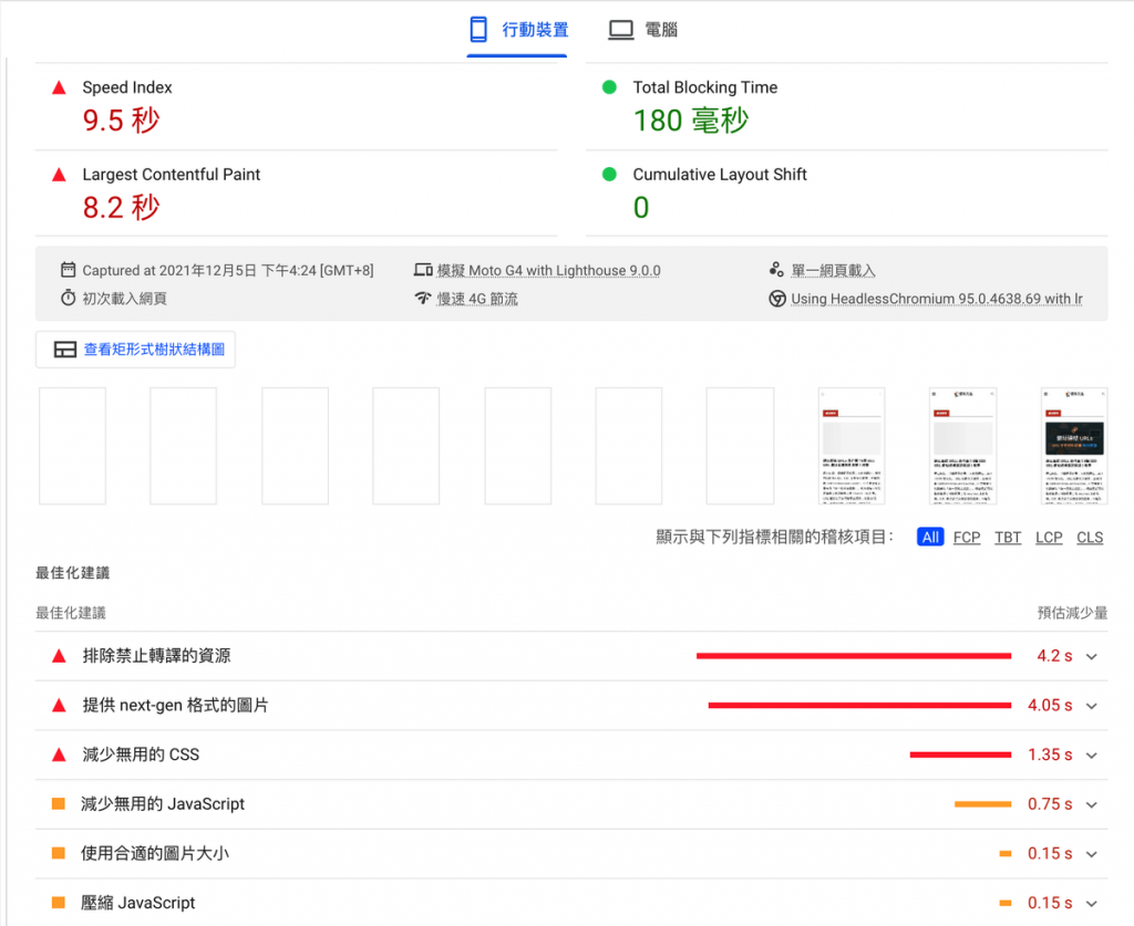 Page speed 網頁速度優化項目